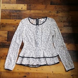 Sheer lace peplum top size small